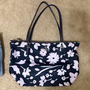 Kate Spade Navy and Lavender Floral Tote
